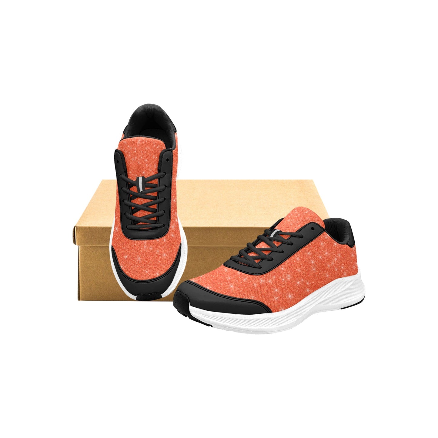 Solid Orange White Glitter Women's Mudguard Running Shoes Athletic