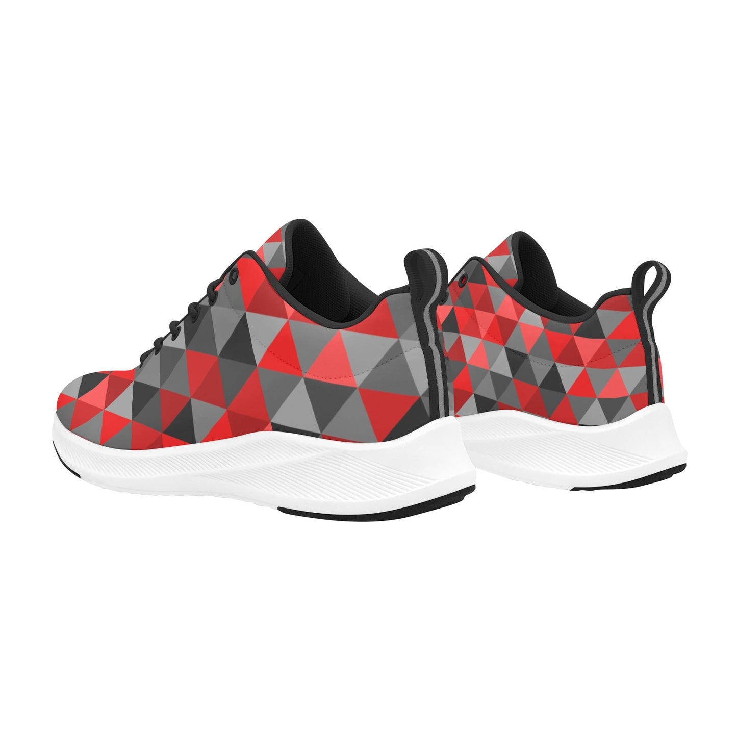 Red Black Gray Triangles Women's Running Shoes Athletic Footwear