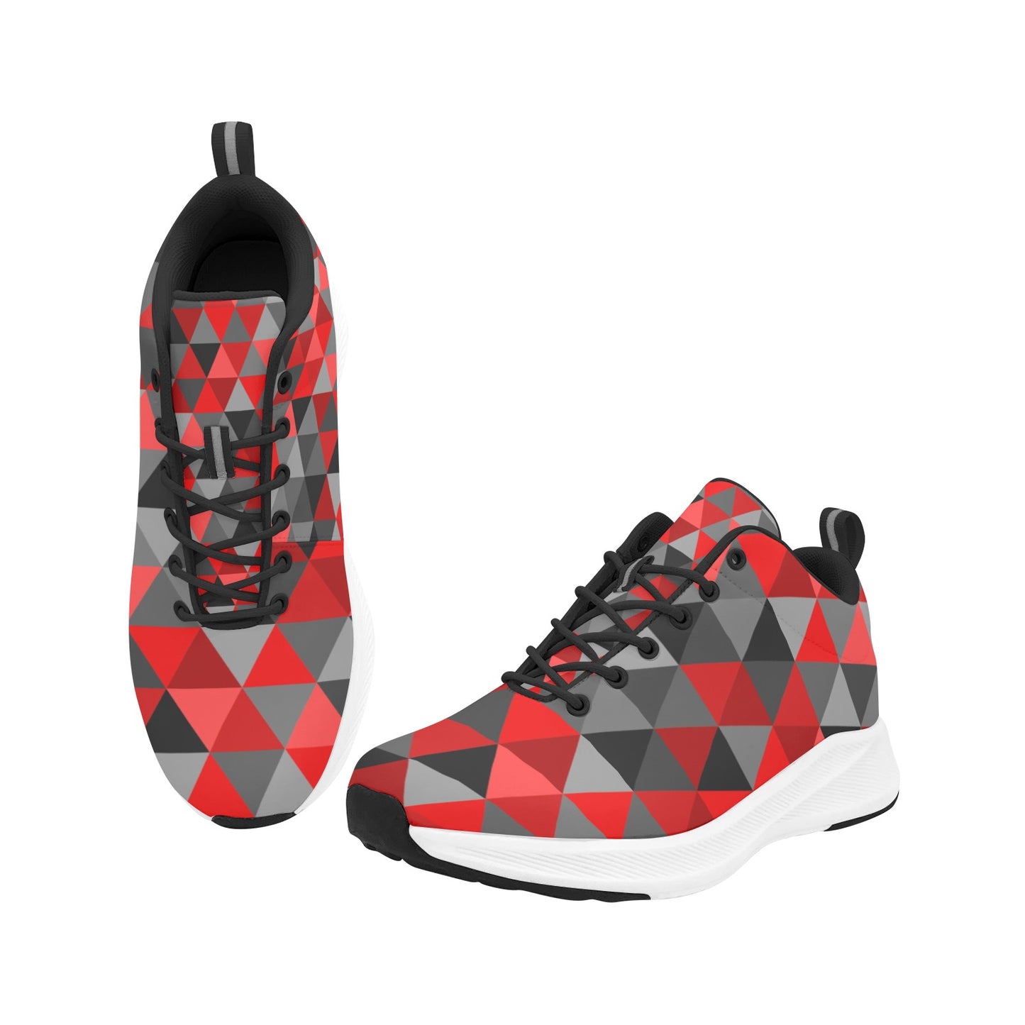 Red Black Gray Triangles Women's Running Shoes Athletic Footwear