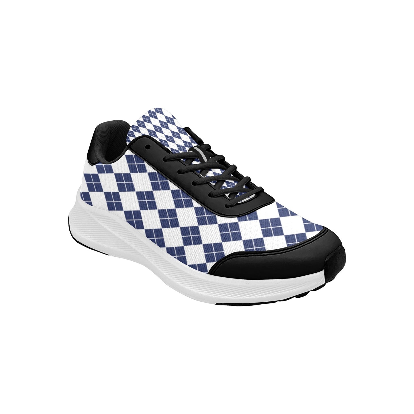 Blue Squared White Checkerboard Women's Mudguard Running Shoes