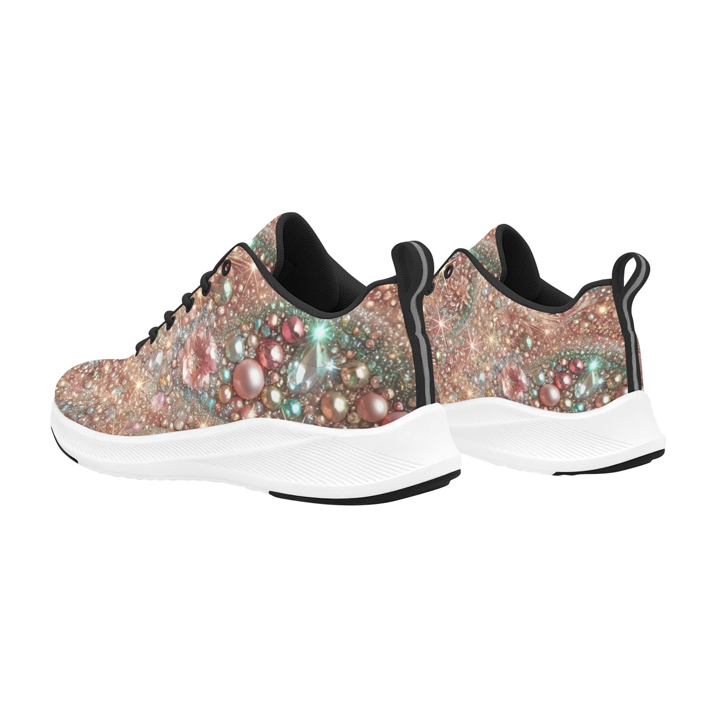 Luxury Rhinestone Pearl Beaded Women's Running Shoes Athletic Footwear