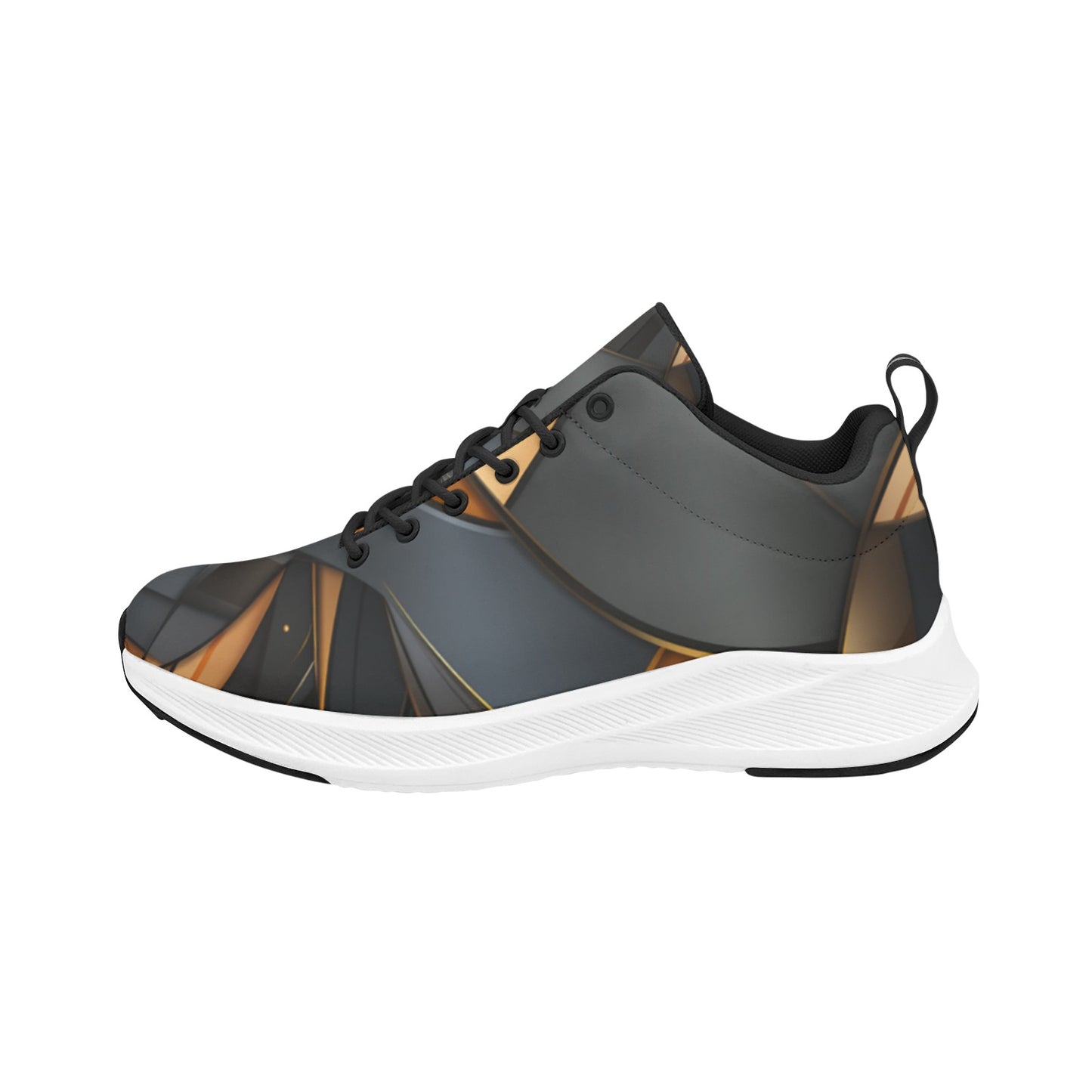 Black Gold Geometric Squares Women's Running Shoes Athletic Footwear