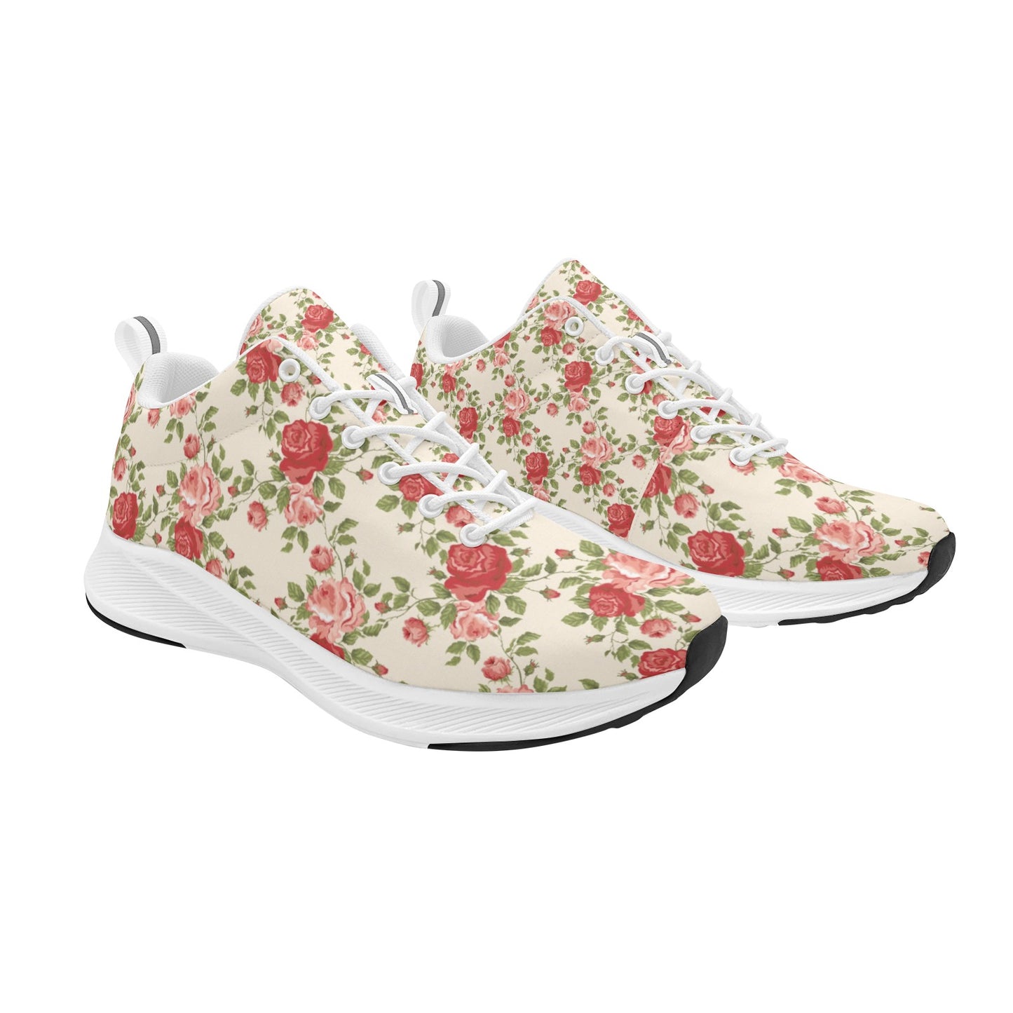 Red Pink Floral Print Women's Running Shoes Lightweight Comfort