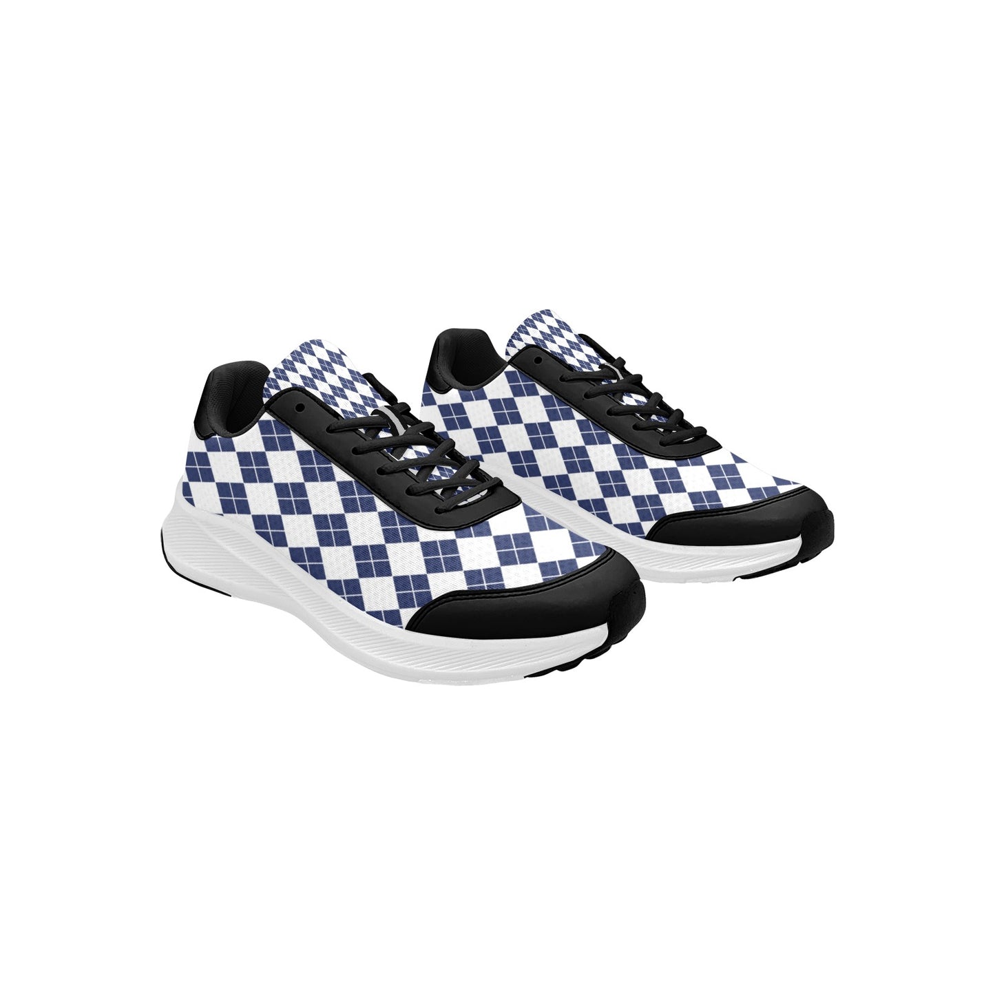 Blue Squared White Checkerboard Women's Mudguard Running Shoes