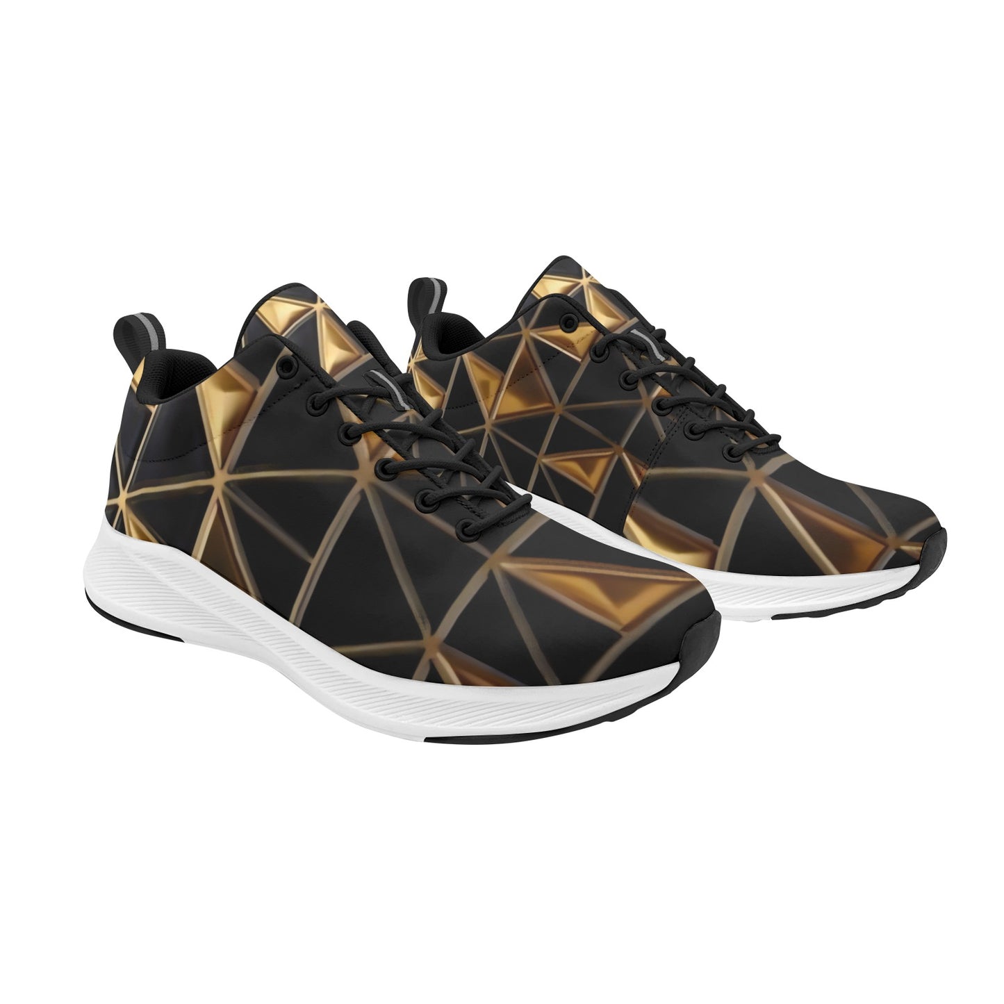 Black Gold Geometric Triangles Women's Running Shoes Athletic Footwear