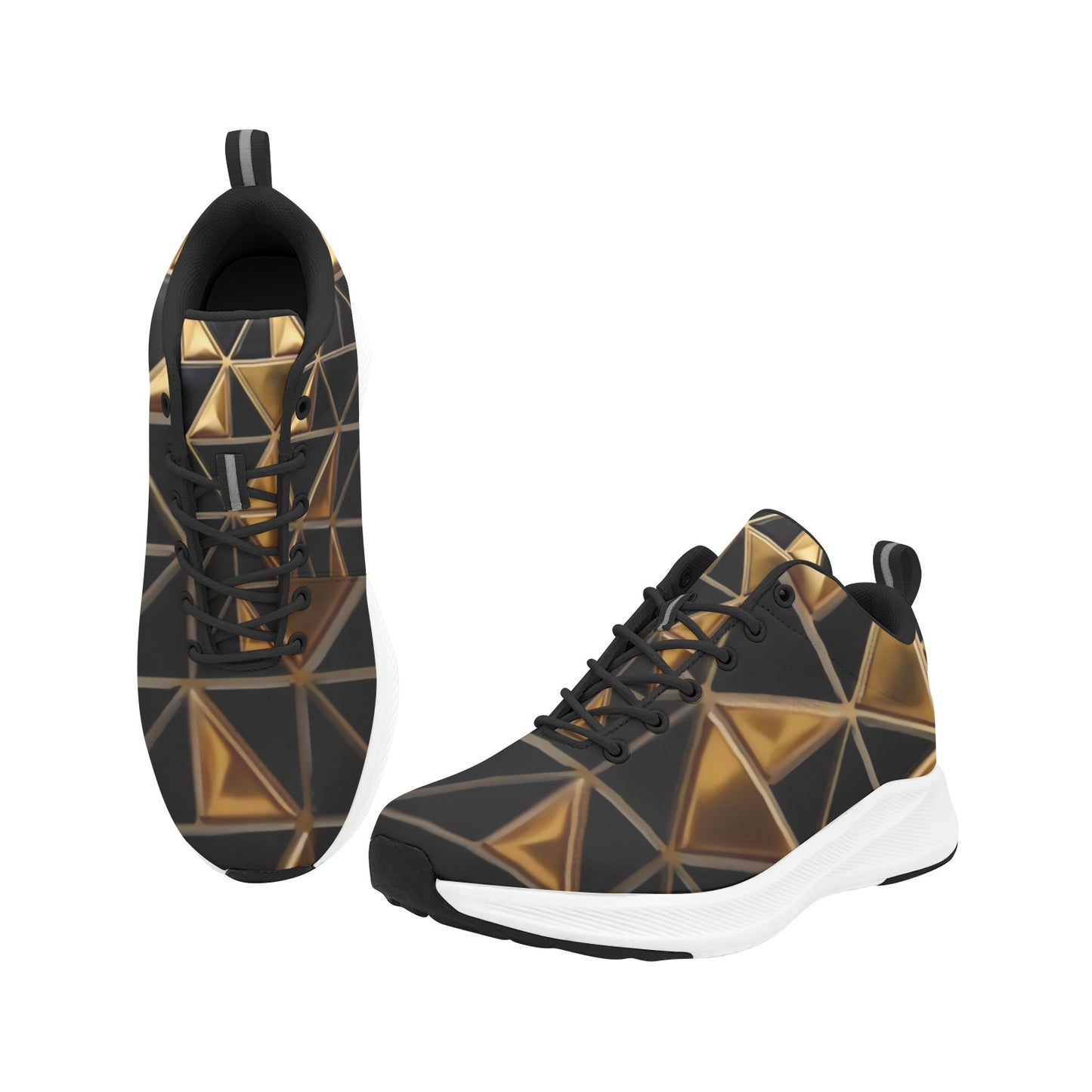 Black Gold Geometric Triangles Women's Running Shoes Athletic Footwear