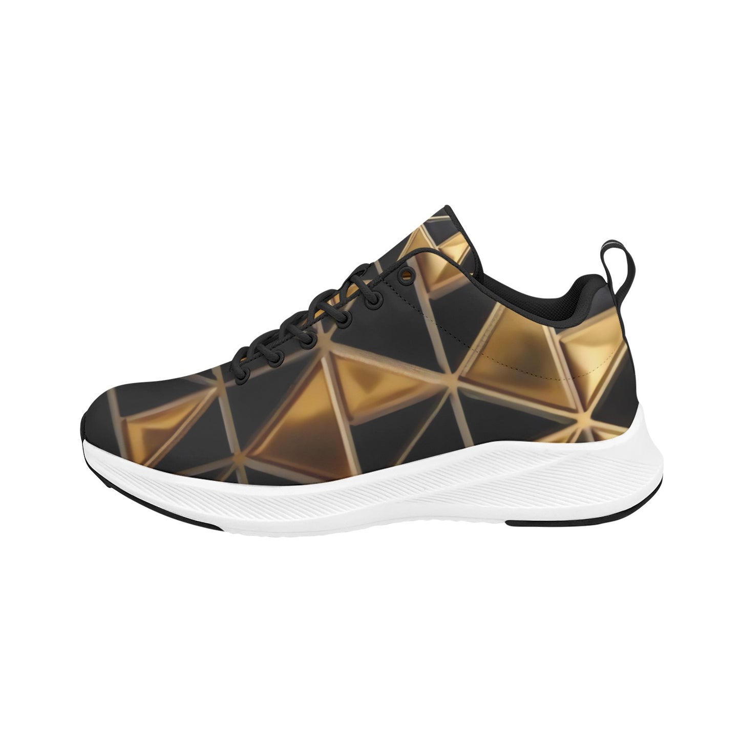 Black Gold Geometric Triangles Women's Running Shoes Athletic Footwear