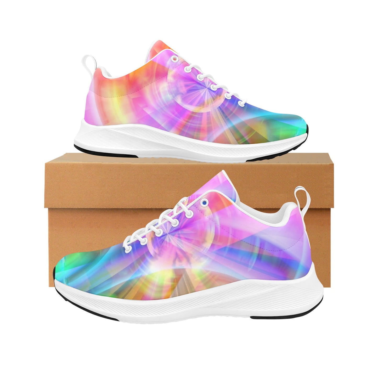 Multicolored Rainbow Mosaic Women's Running Shoes Athletic Footwear