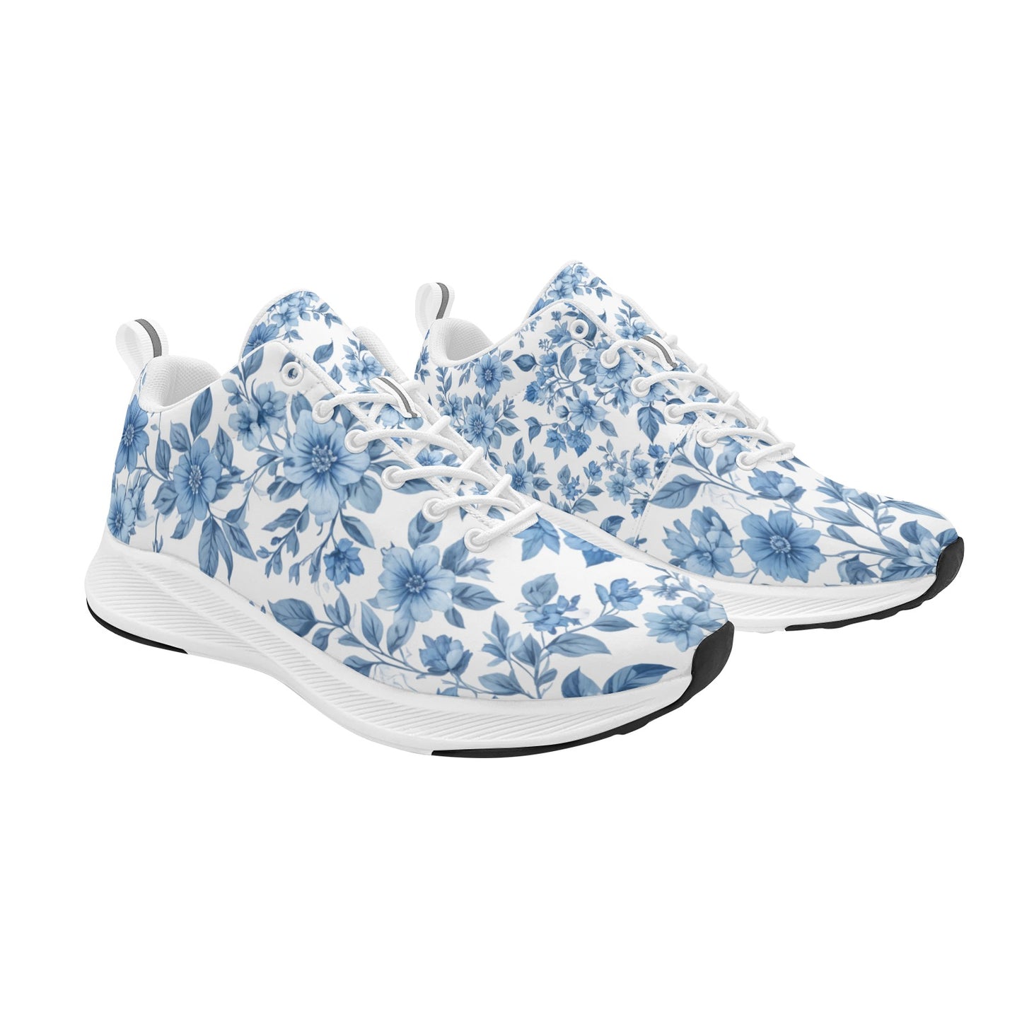 light blue vined flowers on women's sneakers
