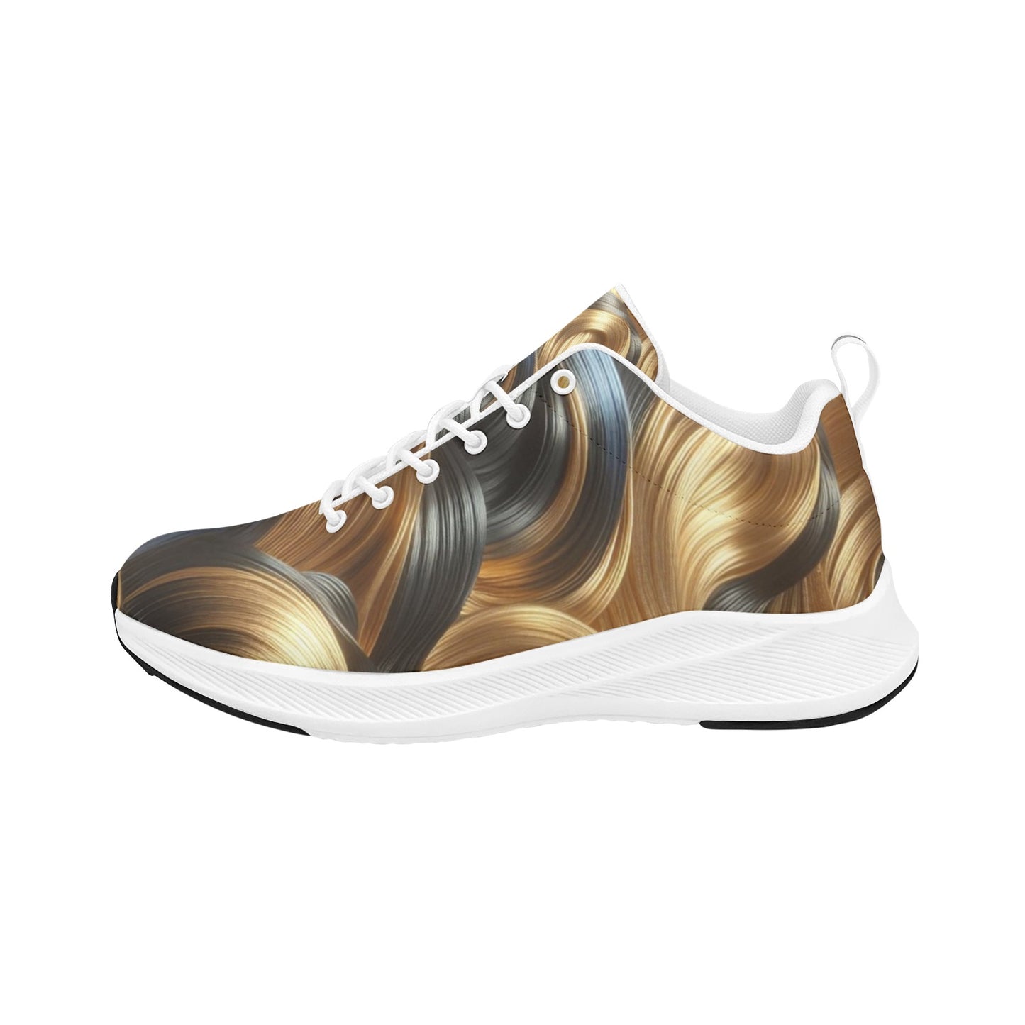 Gold Black Fractal Curls Women's Running Shoes Athletic Footwear