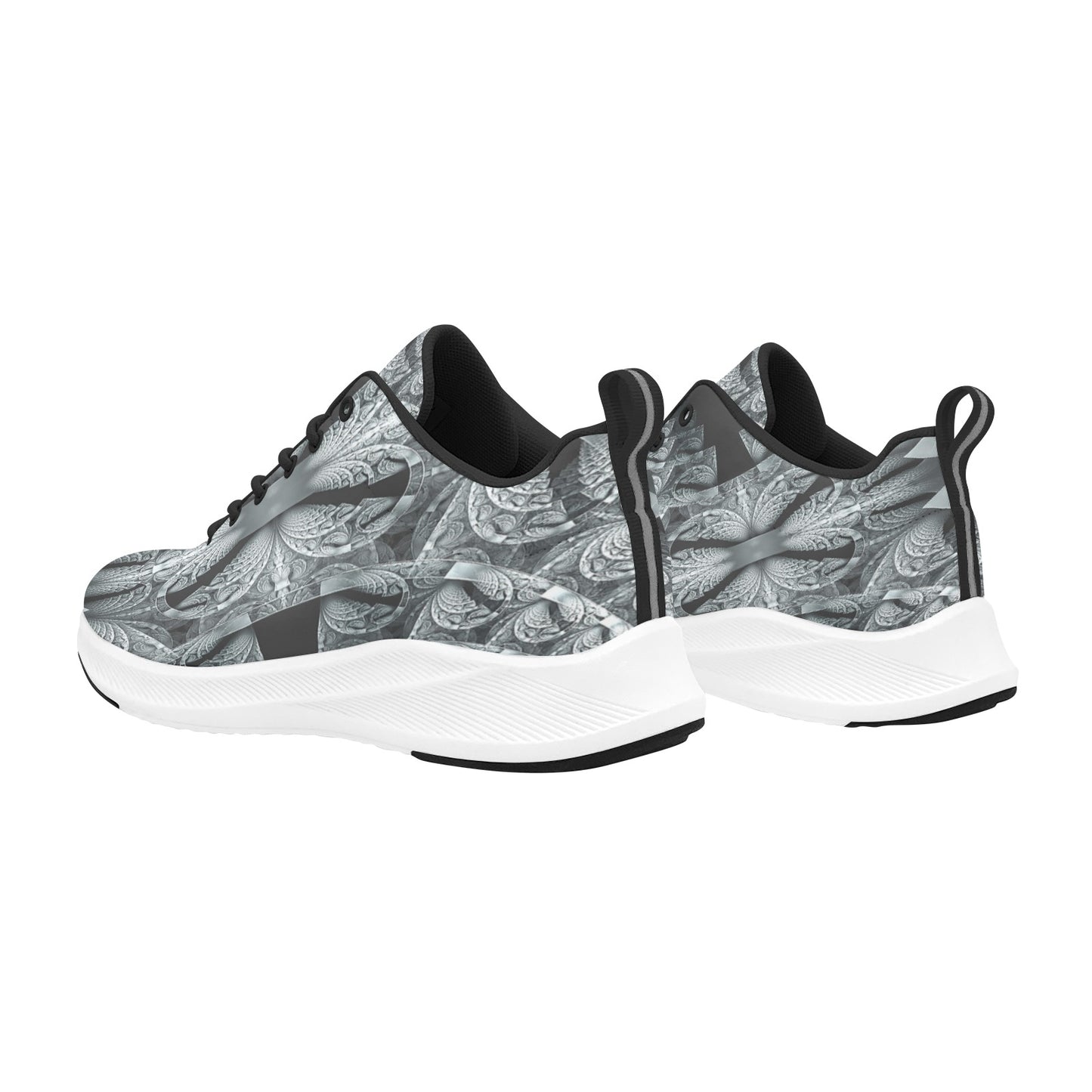 Black Silver Metallic Women's Running Shoes Lightweight Comfort