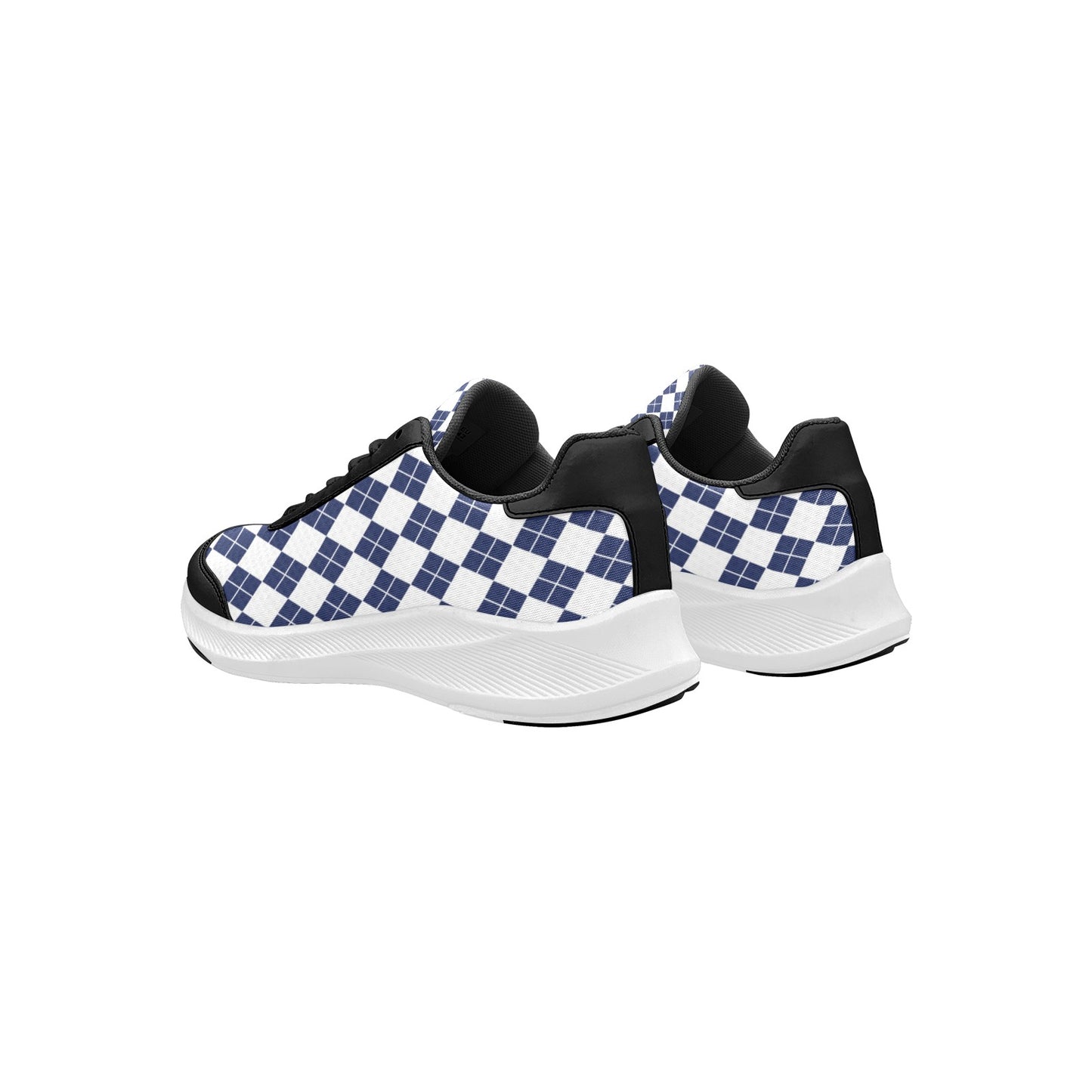 Blue Squared White Checkerboard Women's Mudguard Running Shoes