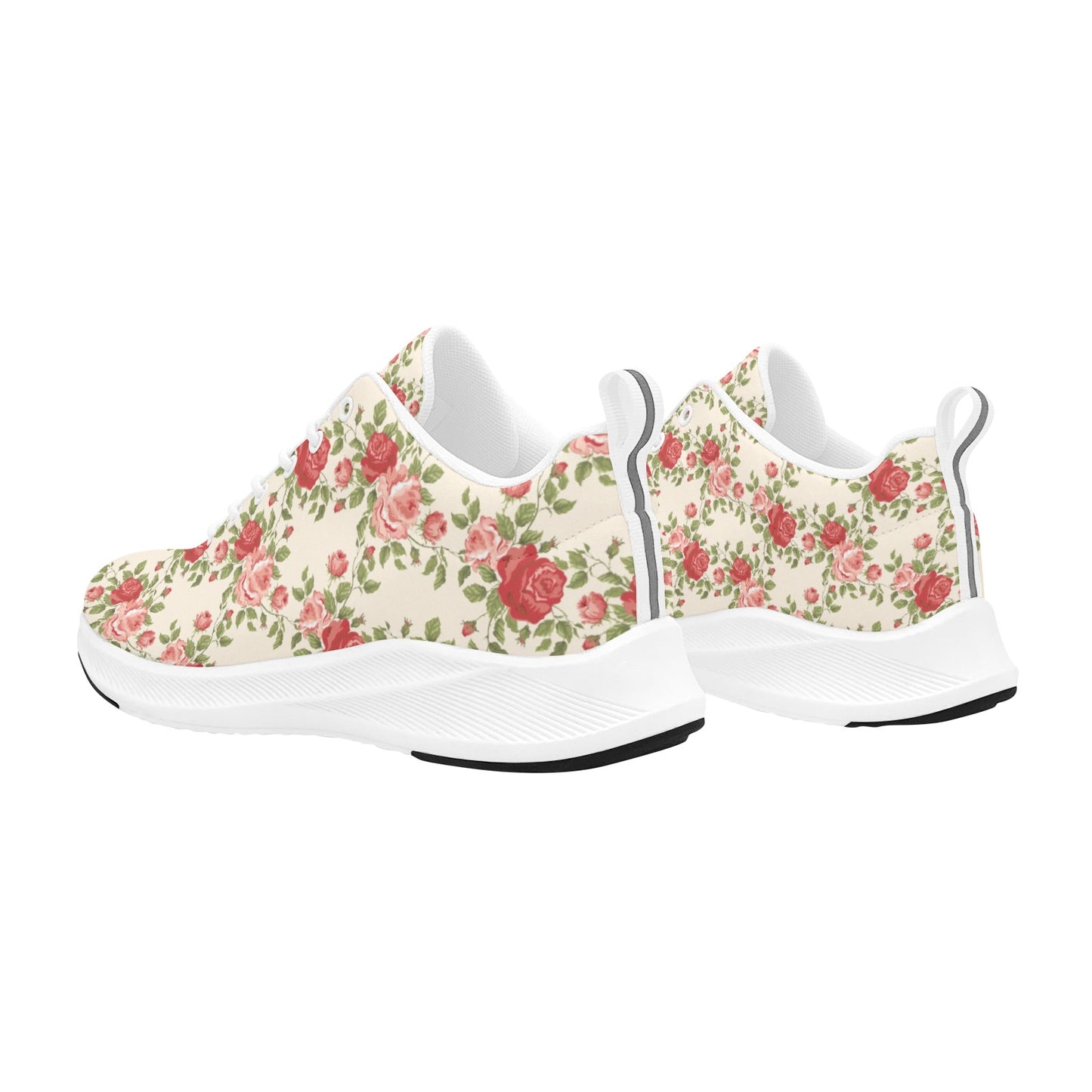 Red Pink Floral Print Women's Running Shoes Lightweight Comfort