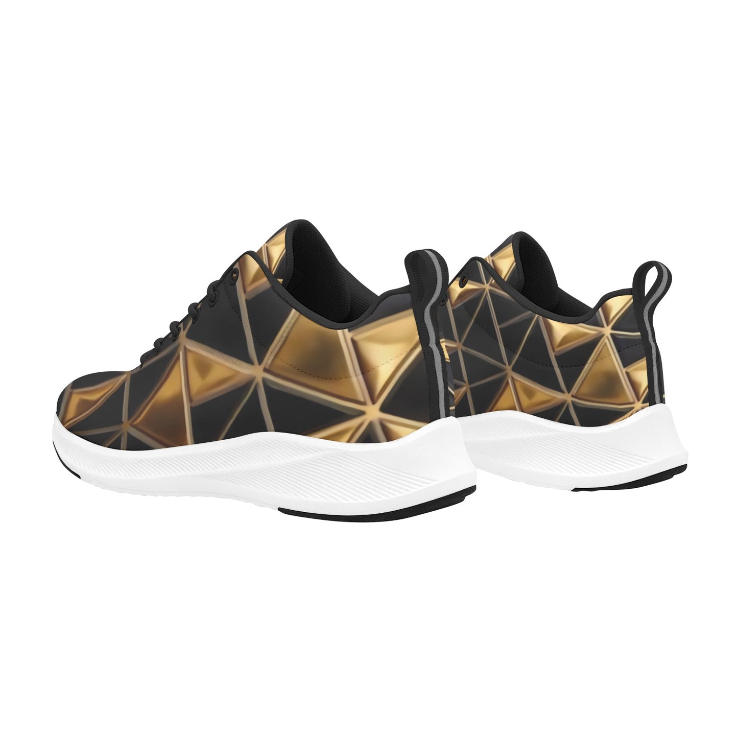 Black Gold Geometric Triangles Women's Running Shoes Athletic Footwear