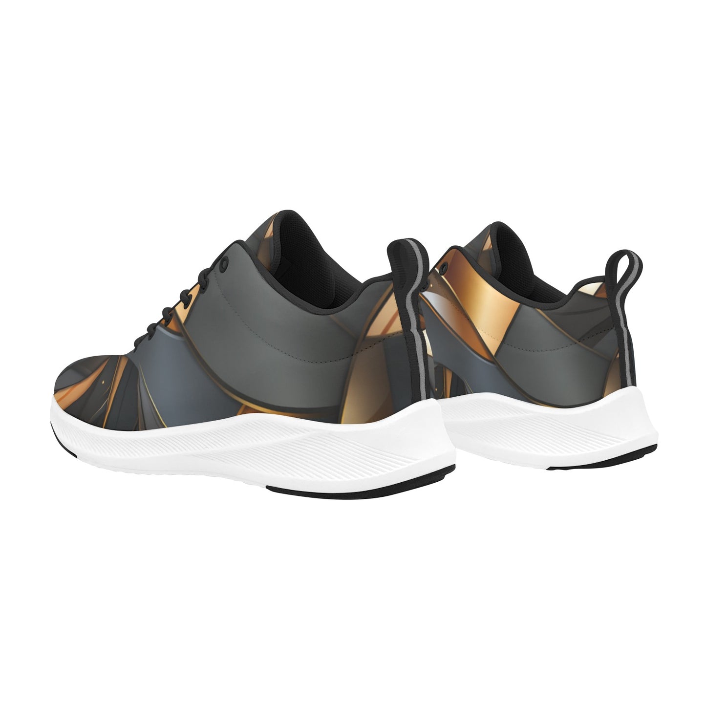 Black Gold Geometric Squares Women's Running Shoes Athletic Footwear
