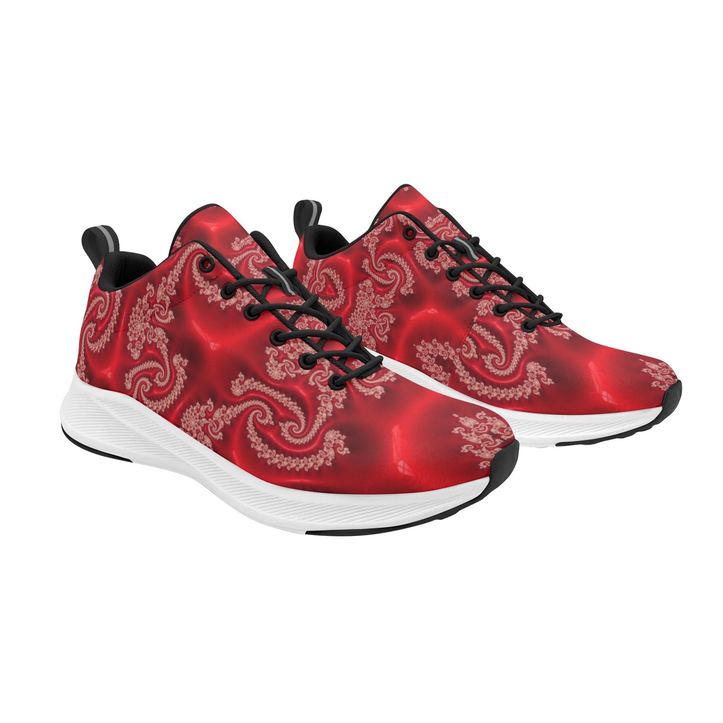 Rich Red Satin Print Women's Running Shoes Athletic Footwear