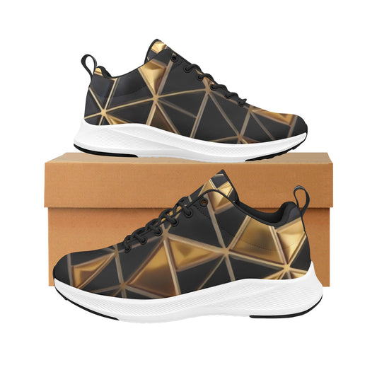 Black Gold Geometric Triangles Women's Running Shoes Athletic Footwear