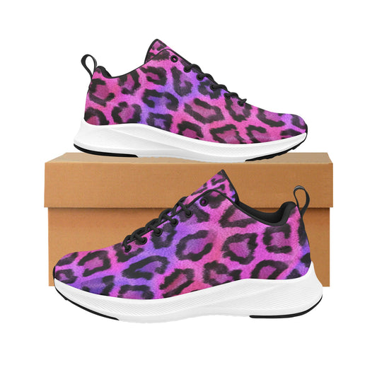 Hot Pink Black Leopard Skin Women's Running Shoes Athletic Footwear