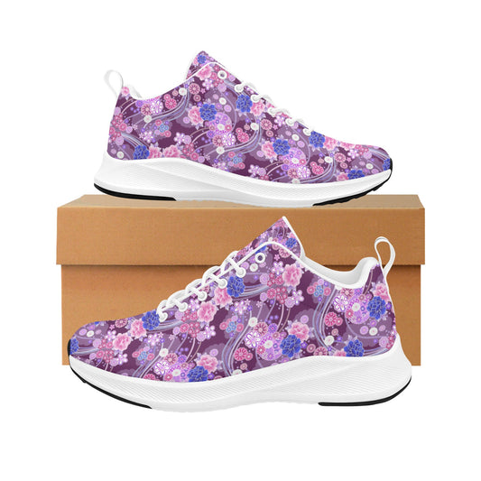 Purple Blue Flowers Women's Running Shoes Athletic Footwear Floral