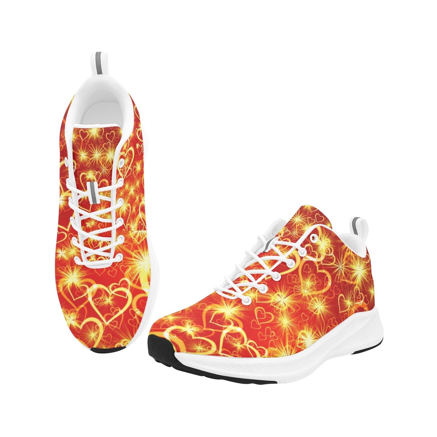 Yellow Hearts Stars on Orange Women's Running Shoes Athletic Footwear