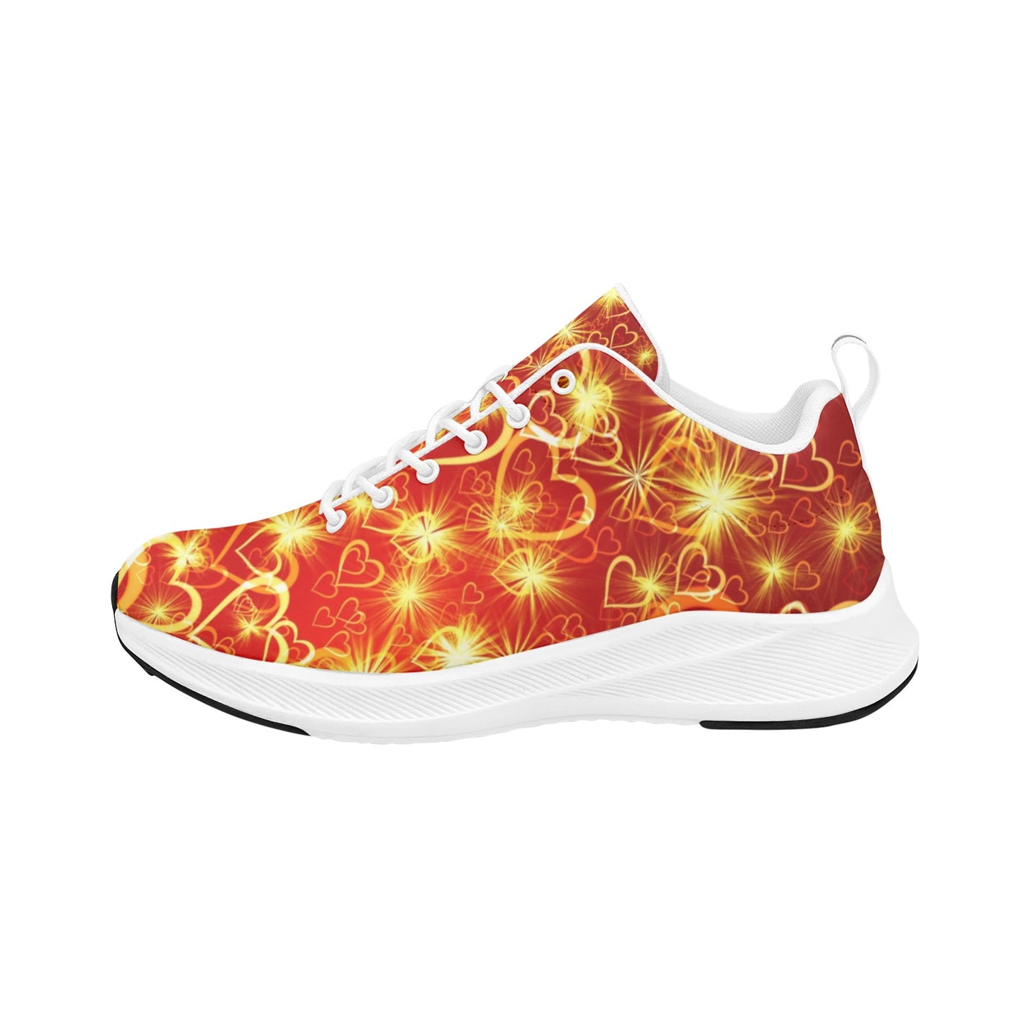 Yellow Hearts Stars on Orange Women's Running Shoes Athletic Footwear