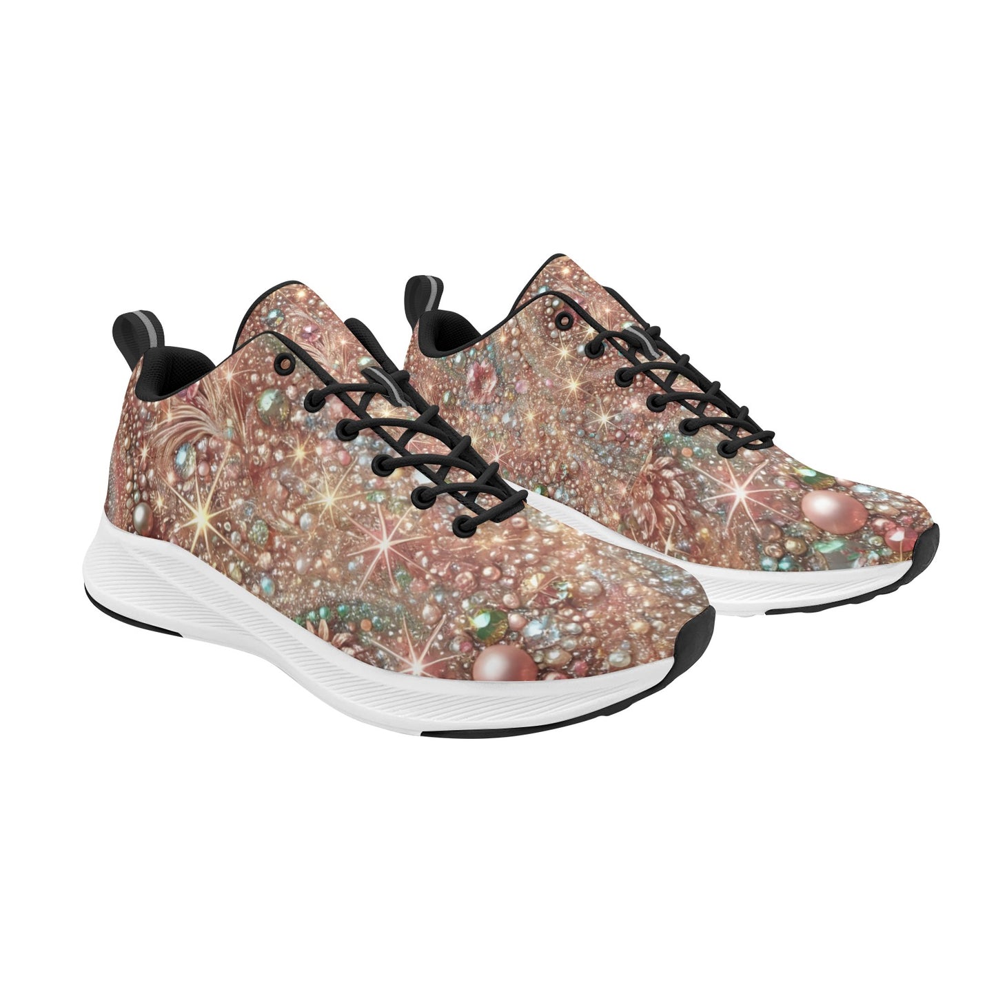 Luxury Rhinestone Pearl Beaded Women's Running Shoes Athletic Footwear