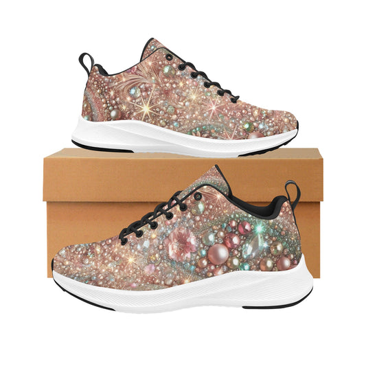 Luxury Rhinestone Pearl Beaded Women's Running Shoes Athletic Footwear