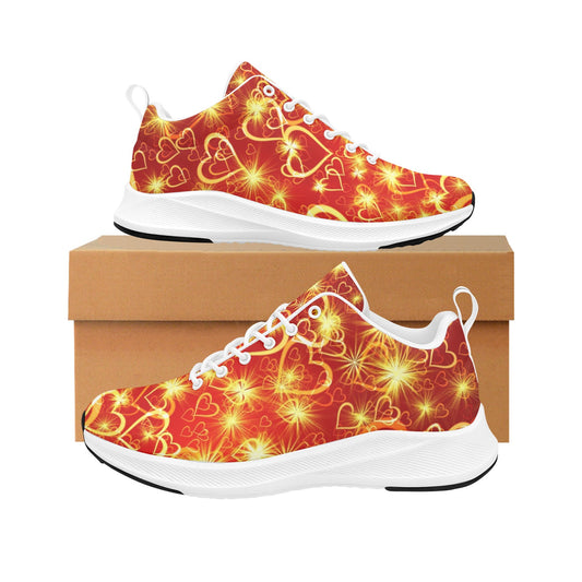 Yellow Hearts Stars on Orange Women's Running Shoes Athletic Footwear
