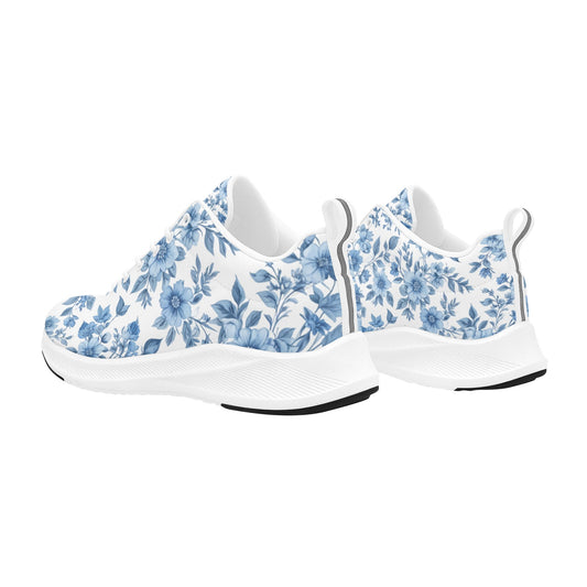 Light Blue Vined Flowers Women's Running Shoes Athletic Footwear