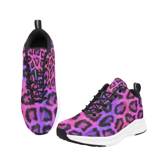 Hot Pink Black Leopard Skin Women's Running Shoes Athletic Footwear