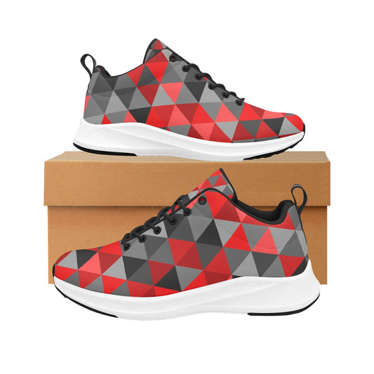 Red Black Gray Triangles Women's Running Shoes Athletic Footwear