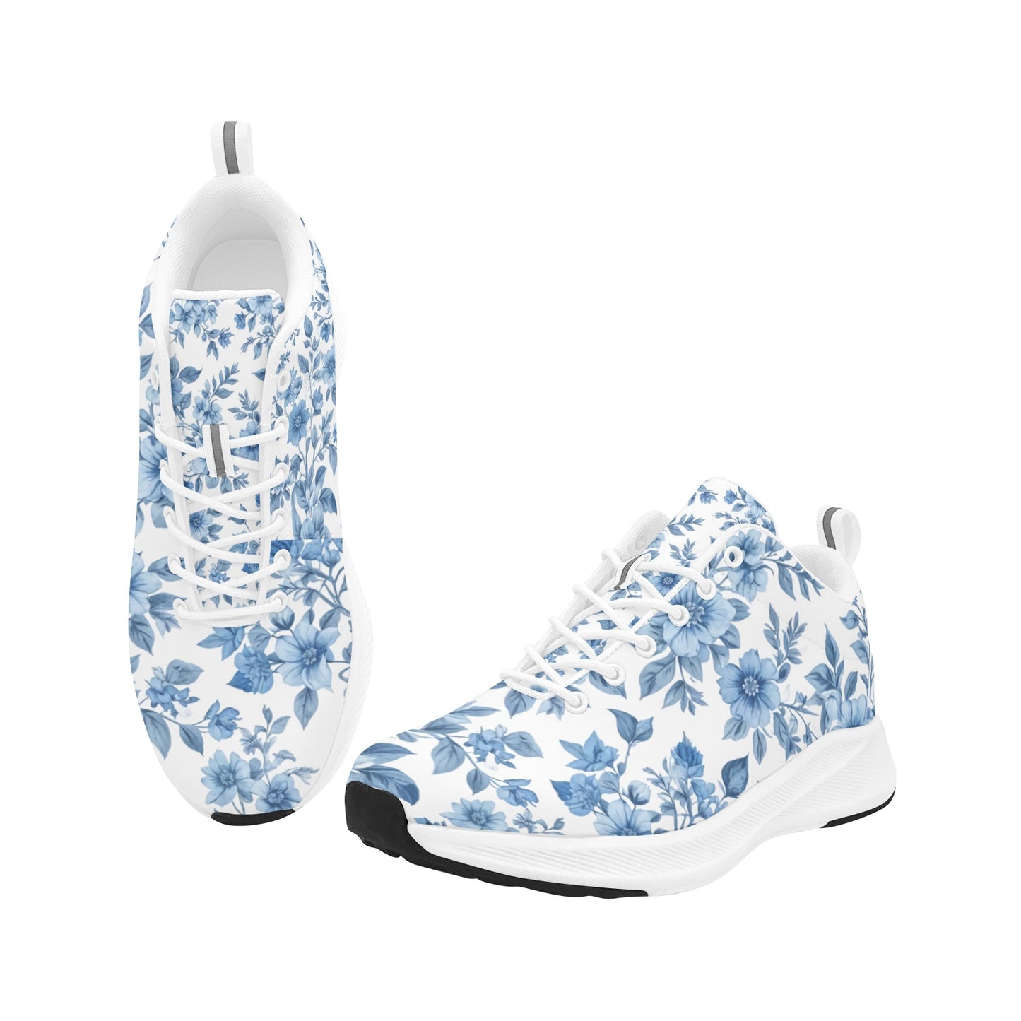 Light Blue Vined Flowers Women's Running Shoes Athletic Footwear