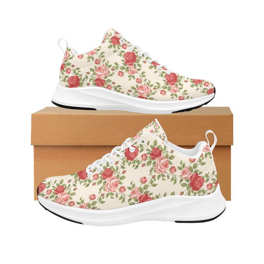 Red Pink Floral Print Women's Running Shoes Lightweight Comfort