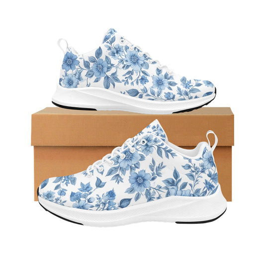 Light Blue Vined Flowers Women's Running Shoes Athletic Footwear