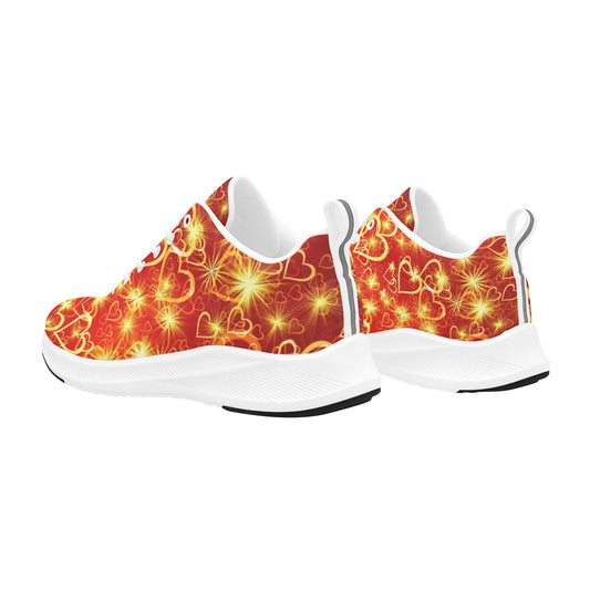 Yellow Hearts Stars on Orange Women's Running Shoes Athletic Footwear