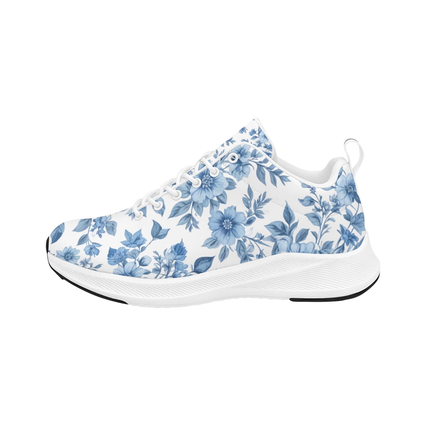 Light Blue Vined Flowers Women's Running Shoes Athletic Footwear